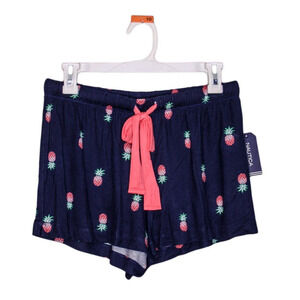 NWT Nautica Pineapple Print Shorts Lounge Pajama Blue Pink Green S